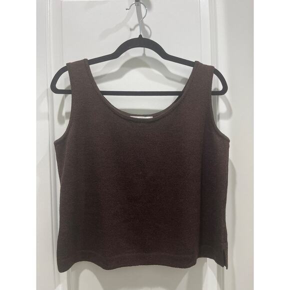 St. John Sleeveless Chocolate Brown Scoop Neck Knit Camisole Top Sz M - Picture 1 of 5